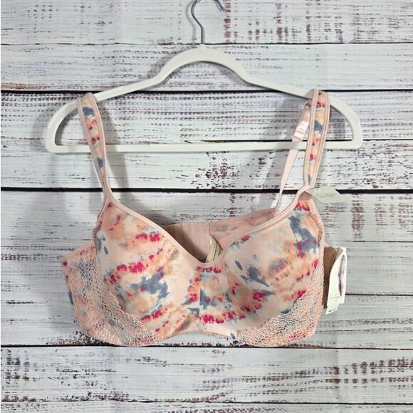 Jessica Simpson Floral Lace Underwire Bra 38D Light Pink Multicolor NWT - Picture 1 of 4